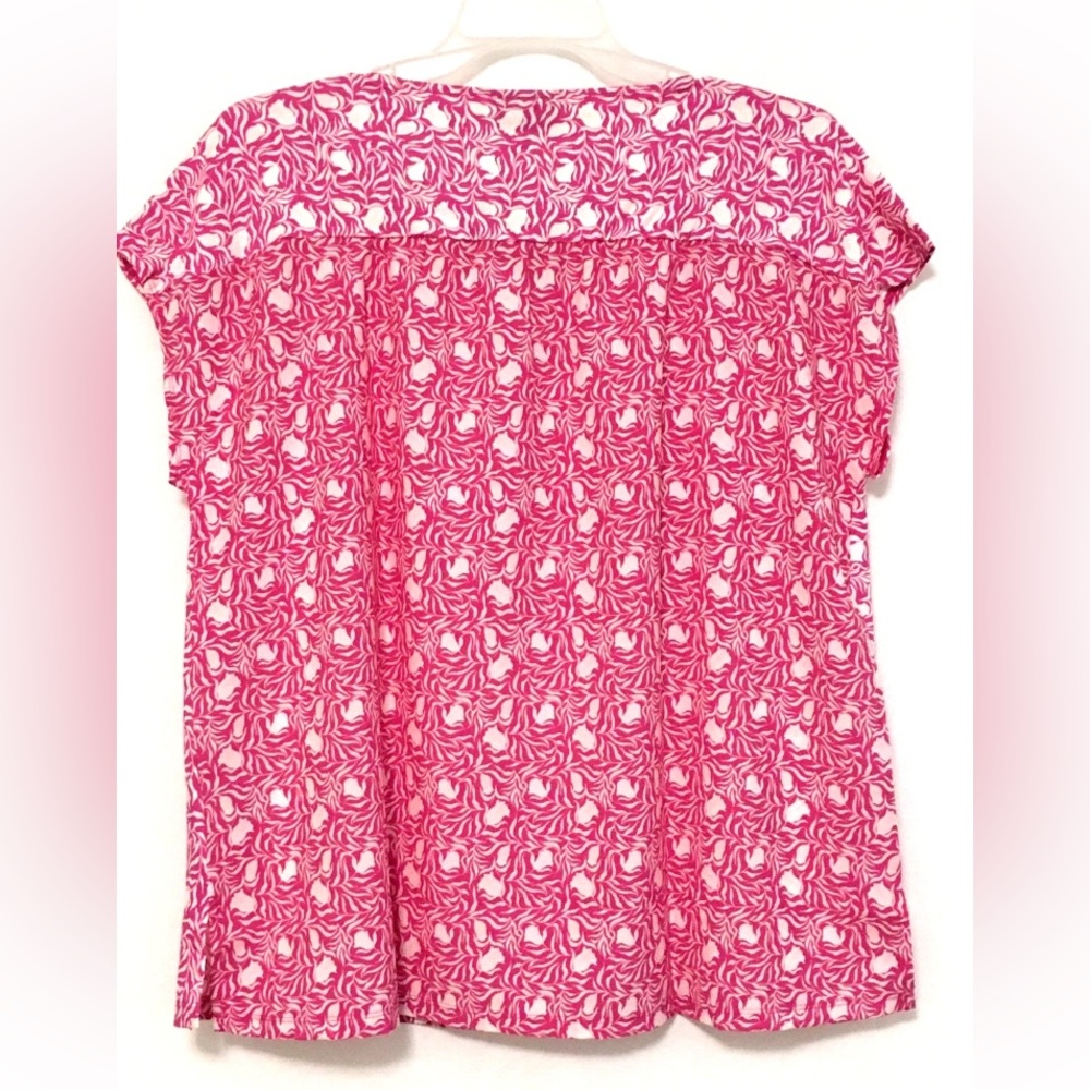 Style & Co Womens Plus Size 1X Mini Milo Pink Mix Media Fabric Tee Shirt Top - Picture 2 of 7